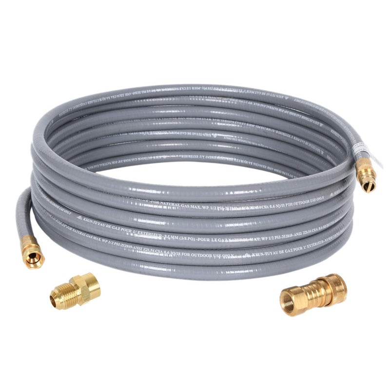 GGC propane hose, 10 Feet 1/2 inch ID Natural Gas Hose, Quick Connect Fittings Assembly for Low Pressure Appliance -3/8 Female to 1/2 Male Adapter for Outdoor NG/Propane Appliance - CSA Certified - Image 1